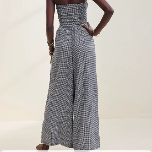 Aerie - Black/White - Strapless Smocked Jumpsuit - XS - Picture 2 of 14